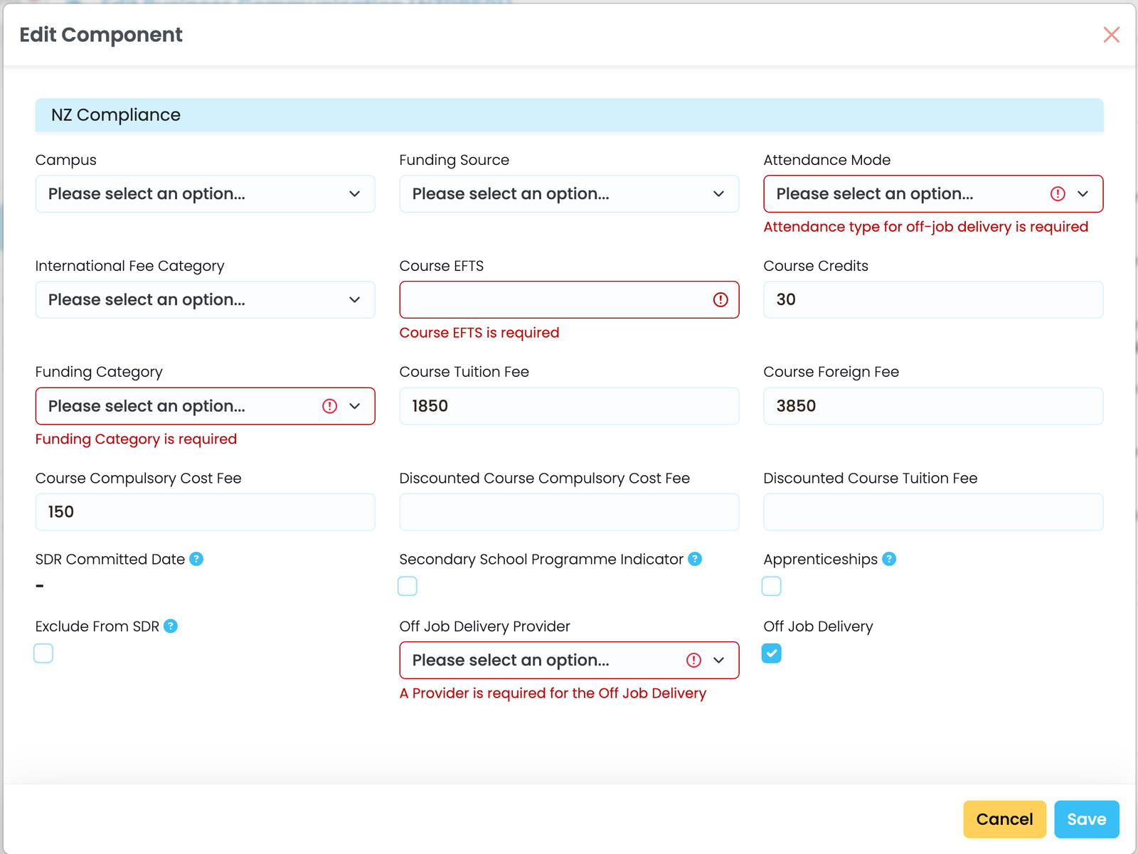Screenshot: Figure 4iii. Select Off Job Delivery